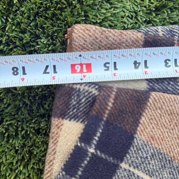 Ebossy Plaid A Line Midi Skirt Women's XL Wool Blend Lined Brown Blue Beige - Picture 5 of 6